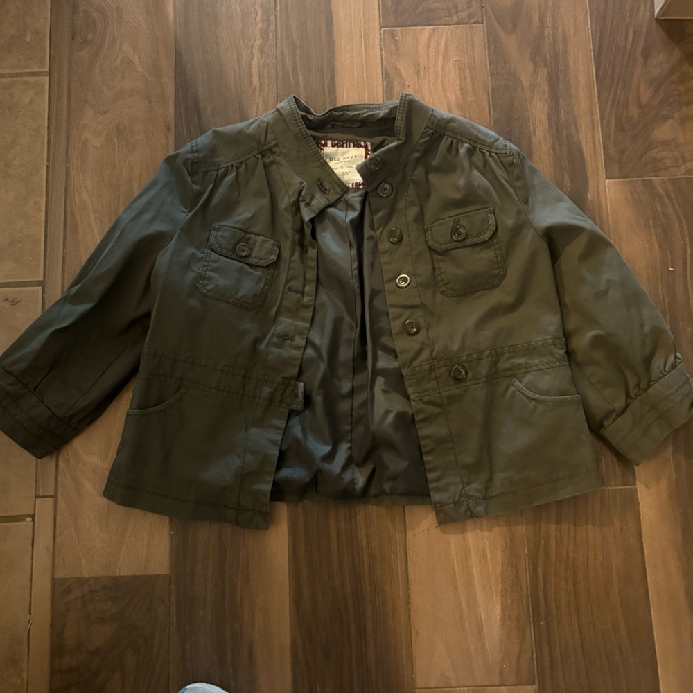 Old Navy XL Women’s Olive Green Military Style Jacket 3/4 sleeve
